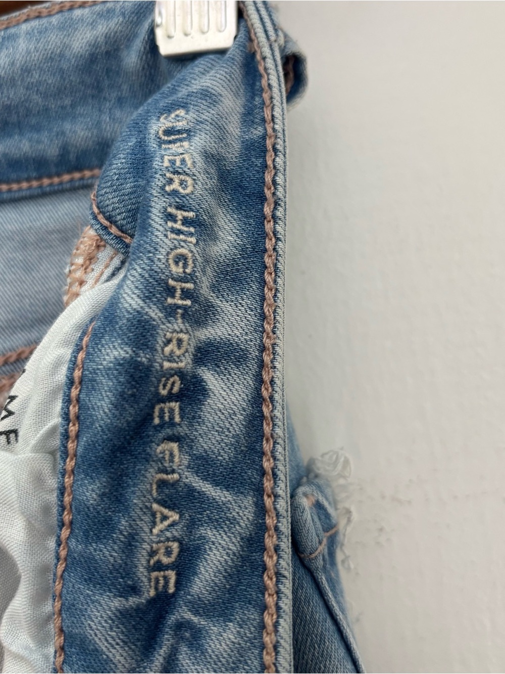 American Eagle Outfitters Medium Blue Distressed Flare Jeans - Picture 6 of 9